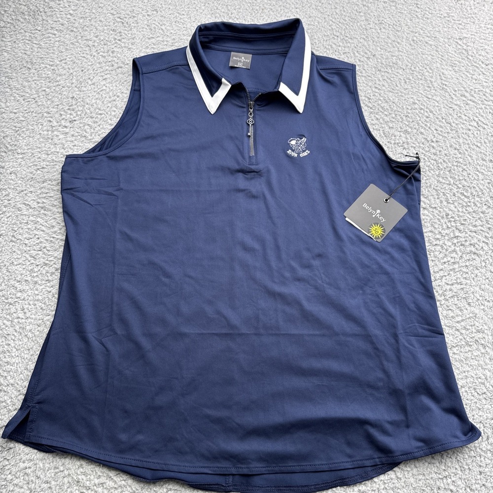 BELYN KEY Birdie Polo Golf Shirt Womens XXL Ink Blue Sleeveless TSL0033-INK